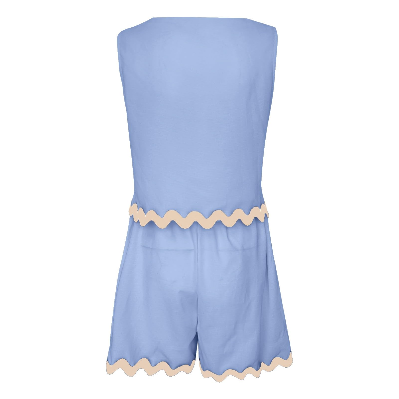 2-teiliges Strand-Urlaubs-Outfit für Damen, lässiges, kurzes Tank-Top, hohe Taille, Shorts-Set, Trainingsanzug