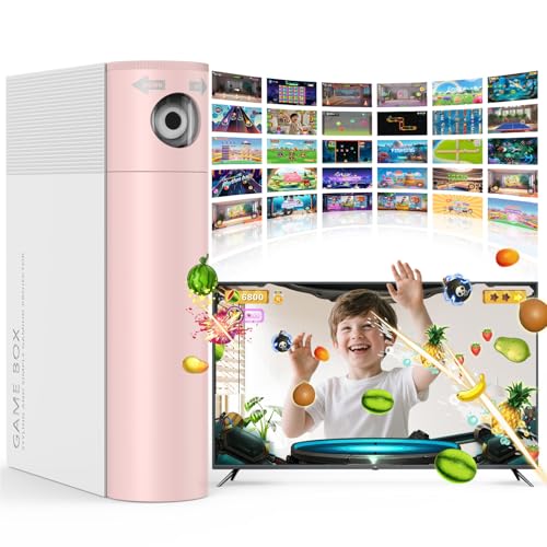 MetFut Motion Sensing Game Console - 28 Fun Games, Plug & Play, Light Physical Exercise & Entertainment for Kids & Family, Compatible with TV, PC, Projector—White&Pink