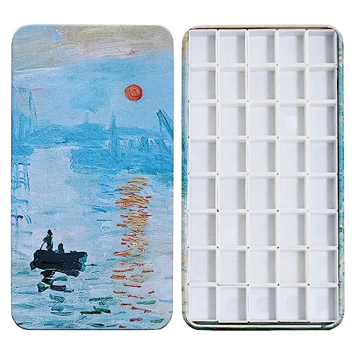 FCLUB Estojo de lata de tinta de paleta de aquarela com 40 peças de plástico branco vazio para aquarela, acessórios magnéticos – Paleta de pintura de artistas para paleta de viagem em aquarela DIY