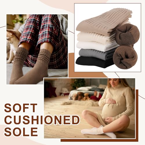 Jspupifip 6 Pairs Slouch Socks for Woman Scrunch Socks Knit Mid Calf Rib Tube Scrunchy Slouchy Retro Trendy Crew Socks4