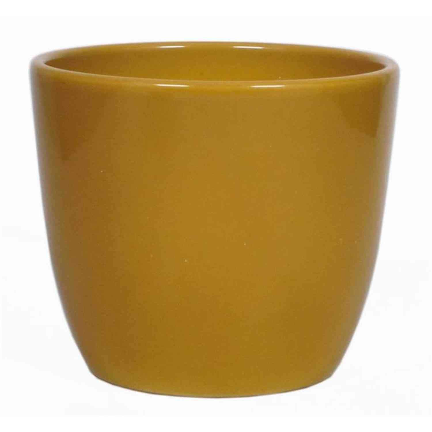 Inna-Glas Yellow Ceramic Flower Pot, Ø17,5Cm, 15Cm, Ochre