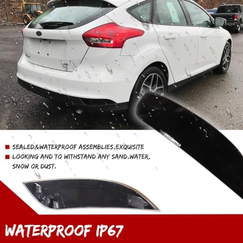 Image of Smoked Lens Rear Bumper Reflector Light Housings Assembly Compatible with 2015 2016 2017 2018 Ford Focus Hatchback