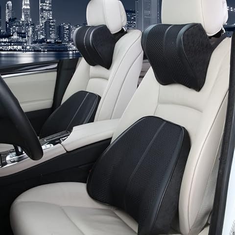 HUARXUNEG Ergonomic Car Seat Headrest and Lumbar Support Cover