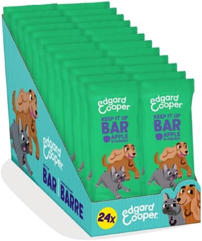 Edgard & Cooper Golosinas naturales - Barrita para Aventuras - Manzana - (24 x 30g), Sin cereales, Sin cereales, premios para perros veganos, bocaditos para entrenamiento llenos de fruta fresca