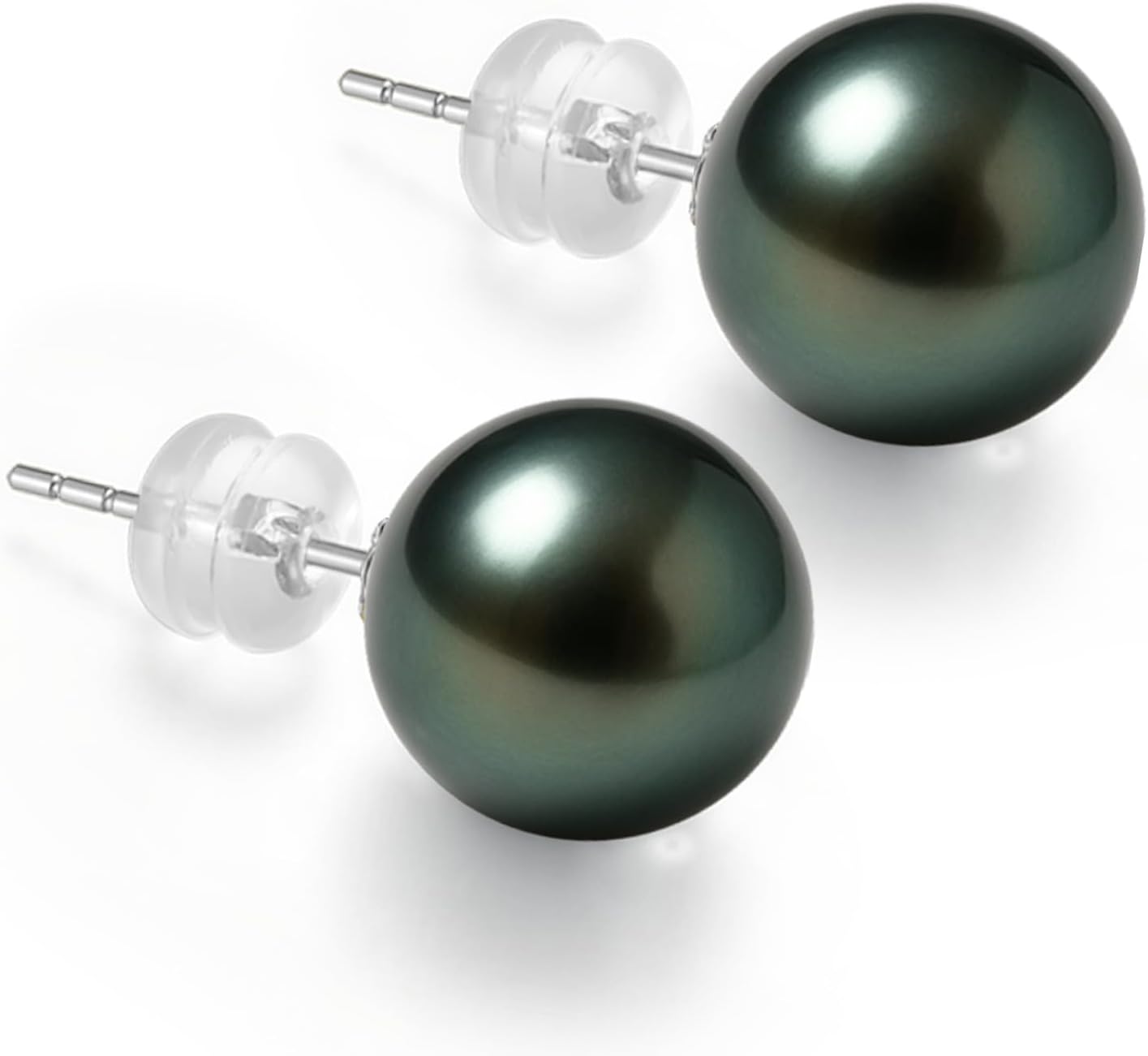 18K Solid Gold Genuine Tahitian Black Pearl Stud Earrings for Women, AAAA 8-11mm Seawater Pearls - Christmas Gift for Wife Mom Daughter Sister Grandma, Women Jewelry for Wedding Anniversary Birthday