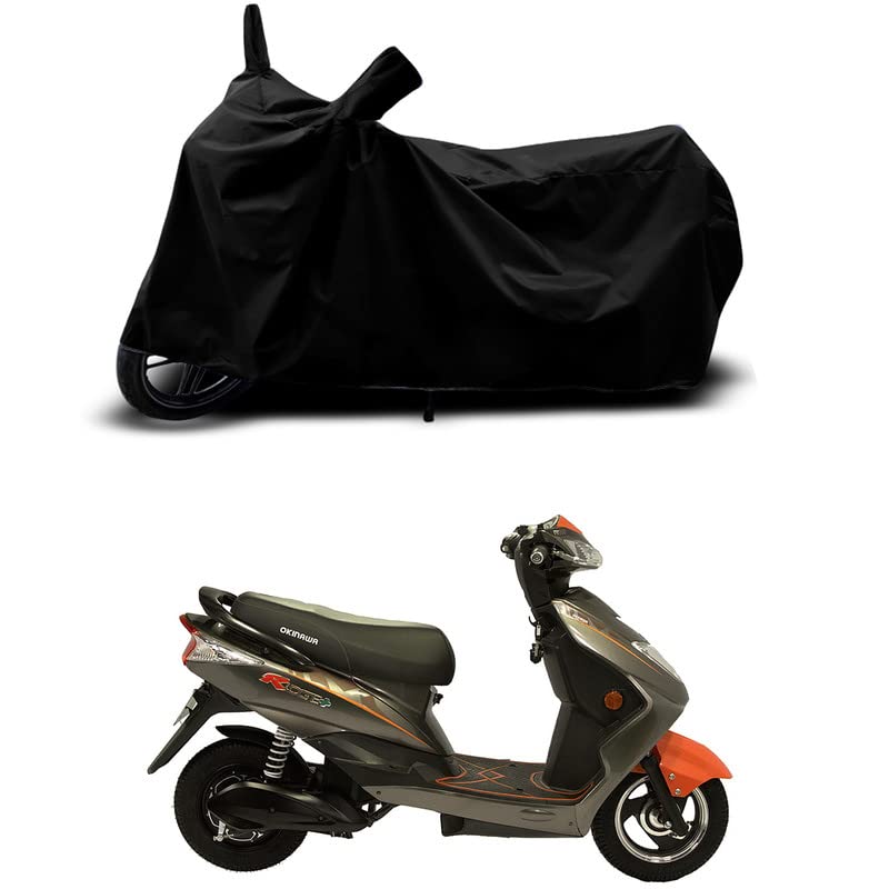 Image of 100% Scratchproof /UV-Rays /Heat Protection /Birds Dropping /Water Resistant /Dust Proof /Waterproof /Full Bike Scooty Two Wheeler Body Cover Compatible for Okinawa Ridge Plus All Varients[Black]