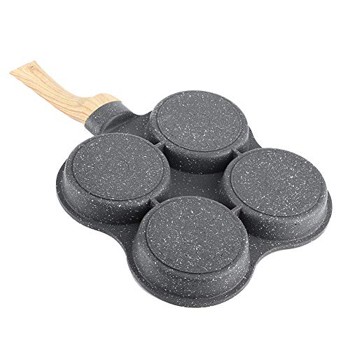 Omelet Pan, Ergonomic Pancake Pan, Non Stick 4 Hole Practical Kitchen Induction Cooker Gas Cooker for Home Electric Ceramic Stove