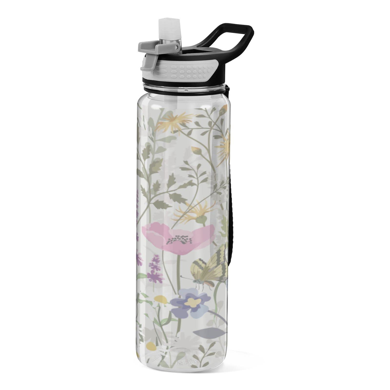 linqin Schöne Wasserflasche mit Schmetterlingsmotiv, für Mädchen, zum Radfahren, klare Wasserflaschen für Damen und Herren Sport & Freizeit