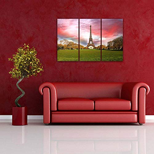 Image of ArtzFolio Spring Morning With Eiffel Tower, Paris, France Split Art Painting Panel On Sunboard 38.9 X 25.9Inch