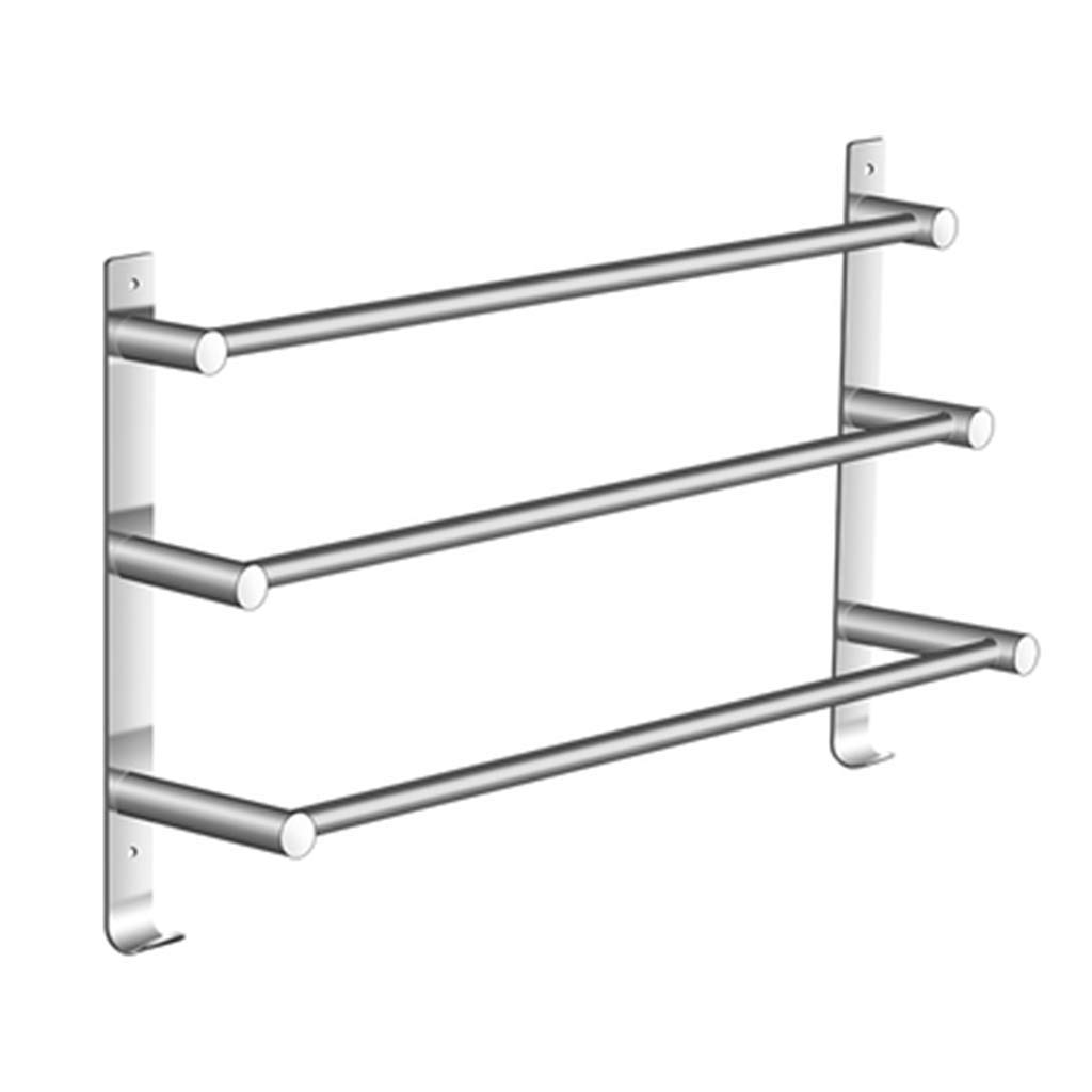 FGXHHS Three-bar Wall-Mounted Towel Rack Rail with Two U-Shaped Hooks,for Kitchen Bathroom Toilet Hotel Office 40cm (60cm)