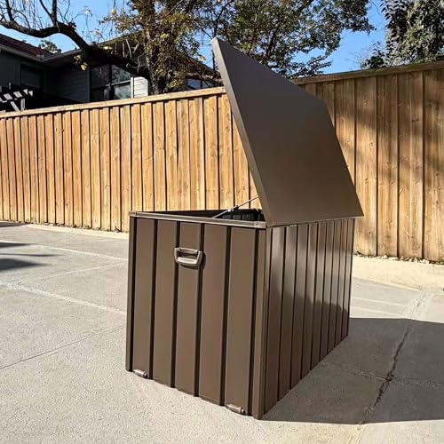 Image of PURPLE LEAF Outdoor Deck Box 100 Gallon, Waterproof Lockable Storage, Brown
