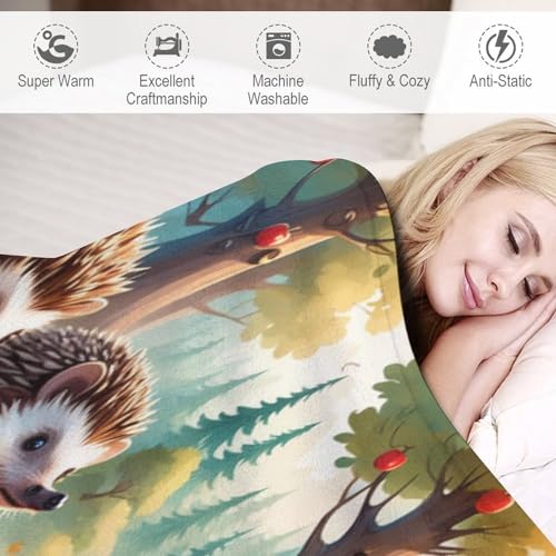 Couverture hérisson mignon en flannel douce pour lit et canapé 140x180cm