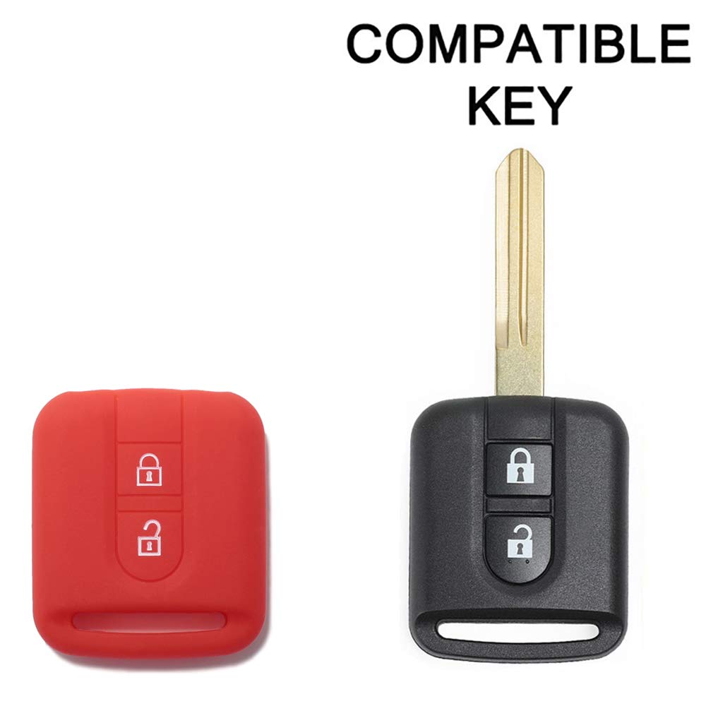 Siliconowy Portachiave Guscio Cover do Kluczyka Nissan 2 Przyciski Qashqai Xtrail Micra Terrano Murano Almera Note Juke Czerwony