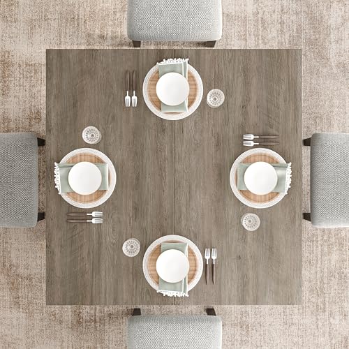 Image of Garvee Square Dining Table for 4-6, 47.2 inch Kitchen Table with 2-Tier Storage Shelf, Modern Black Walnut Waterproof Dining Room Table, Heavy Duty 350Lbs Capacity with Anti-Wobble Triangle Legs