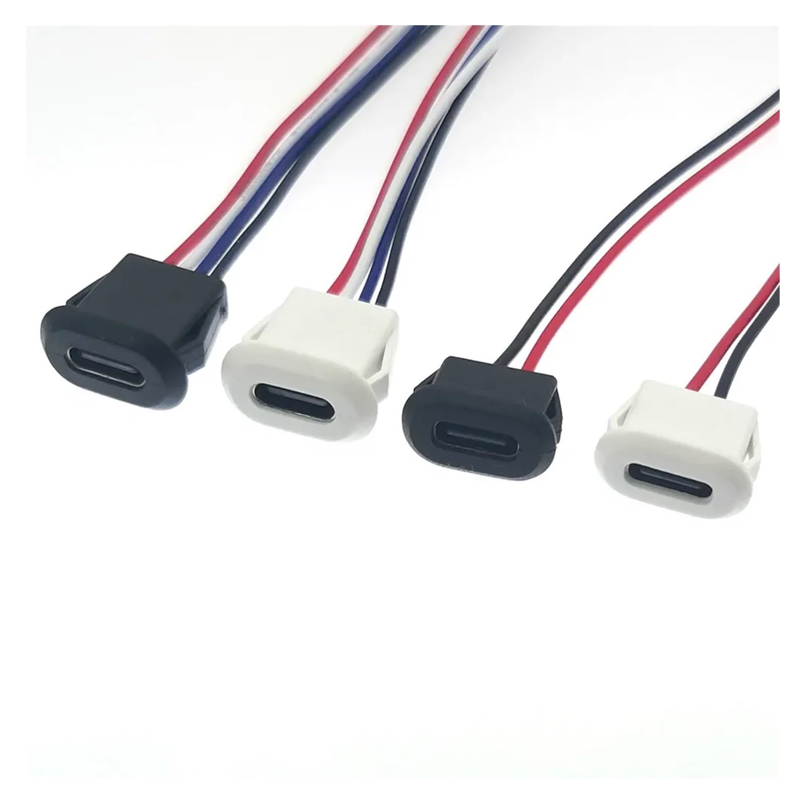 2Pin 4Pin USB Type C Connector Jack Female With Card Buckle 3A High Current Charging Jack Port USB-C Charger Plug Socket 2P 4P(4P-White)