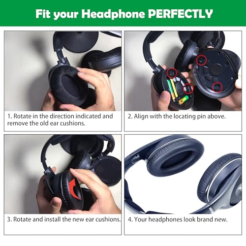 Almohadillas de repuesto para auriculares RS120, compatibles con Sennheiser RS120/RS100/RS110/RS115/RS119/RS117/HDR120/TR120/RS135, con tela transpirable y espuma viscoelástica miniatura 3