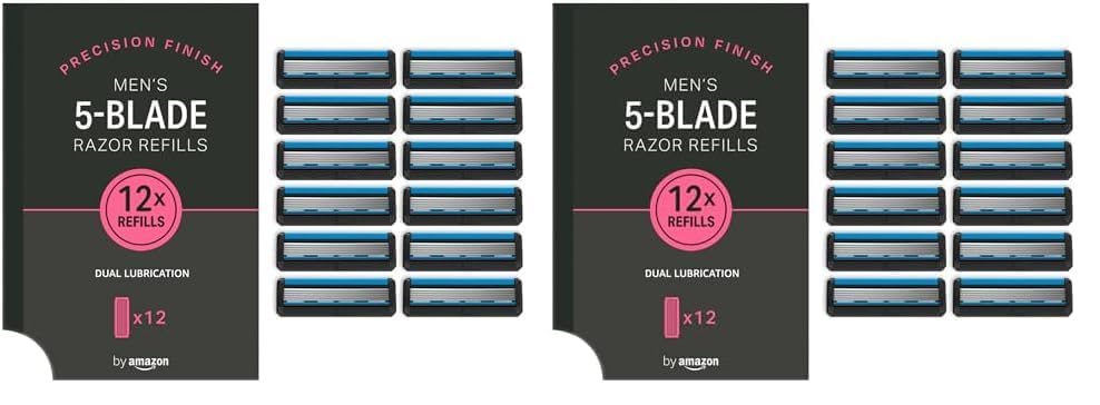 Men 5 Blade Razor Replacement Cartridge (12 pieces) (Previously Solimo brand) (Pack of 2)
