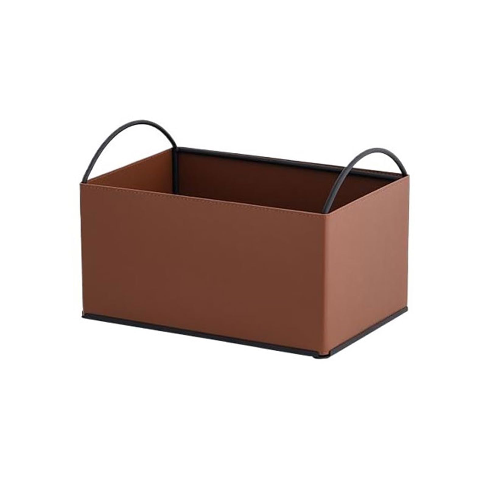 Shihan-2015 Bookcase Iron and Leather Multipurpose Books Storage Box with Handles Record Organiser Crate Display Shelf(Bruin)