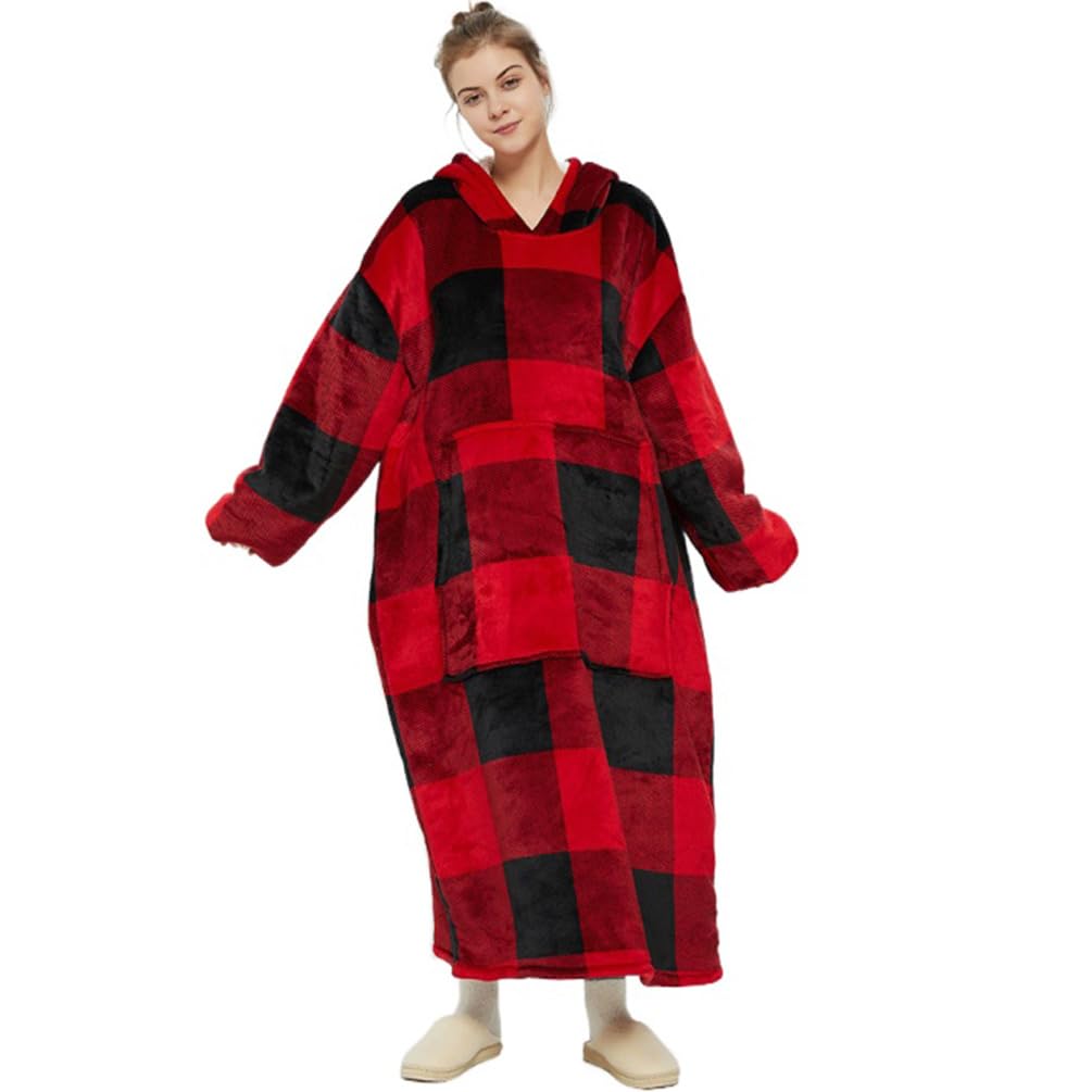 YOULIKE Extra Long Wearable Blanket Hoodie - Oversized Hoodies Sweatshirt for Men Women - Super Warm and Cozy Giant Hooded Thick Flannel Blanket with Big Front Pocket
