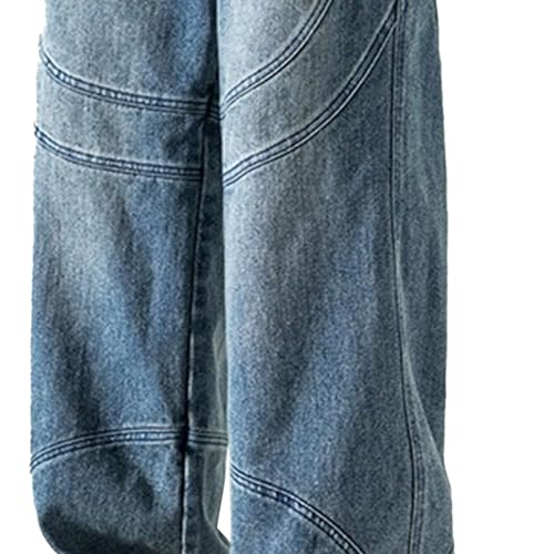 Mens Straight Leg Jeans Mens Jeans Relaxed Fit Elastic Waist Drawstring Denim Skate Pants Hip Hop Loose Fit Streetwear2