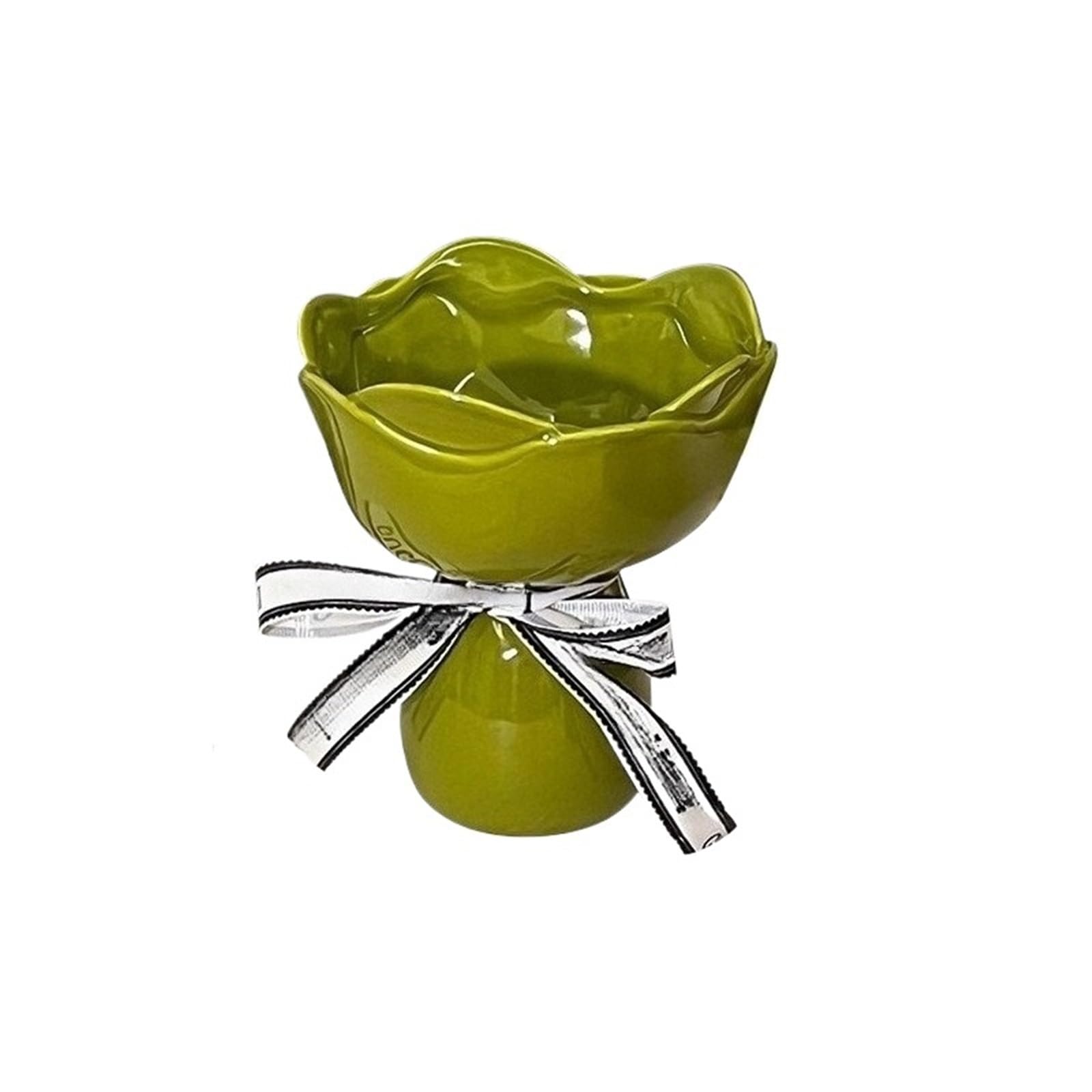 Ceramic Vase Rose Flower Shaped Desk Decorati Flowers Bouquet For Home Girding Decorative Floral Vases Room Aesthetic Decor(Green)