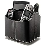 Remote Control Holder 360 Degree Spinning Desk Organizer for Remote Controllers, TV Guide, Mail, Electronics and Media Storage (Black)