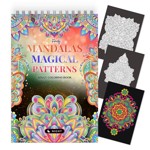 Finoly Libro Mandala da Colorare Adulti Magical Patterns 30 llustrazioni Originali | Libri Mandala da Colorare per Adulti A4 | Album Mandala da Colorare Carta Premium | Rilegatura a Spirale