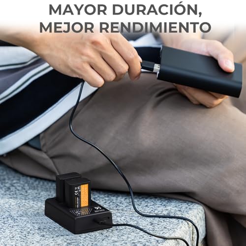 K&F CONCEPT NP-FW50 Cargador Rápido de Batería de Cámara con Doble Ranura, Compatible con Sony A6000,A6500,A6400,A7RII,A7SII,A7S,A7S2,A7R2,A55,A5100,A3000,A55,RX10,NEX-3/5/7
