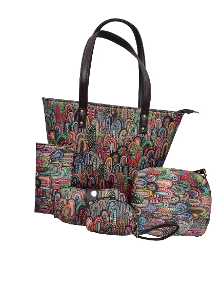 VIKACRAFT Tote Bag (Combo of 5 Pcs) for Women Big Size Stylish Ladies Purse Handbag with Zipper Closure Floral Printed Cotton Multicolor Shoulder Bags and Side Bag for Girls - 38x9x31 CM-Pack of 5 (B0CW1YXTHX) Amazon Price History, Amazon Price Tracker