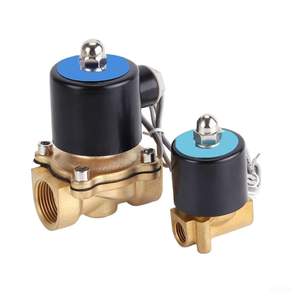 Valvola solenoide in ottone AC220V normalmente chiusa per acqua, aria, olio, valvola elettrica in rame a 2 vie con ampia gamma di temperature per irrigazione e industria (49 mm)