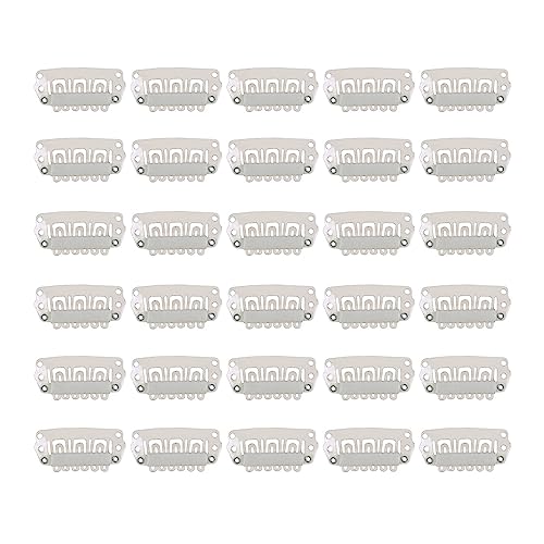 30 Pezzi Clip per Parrucca 28mm U-Forma Clip Pettine a scatto con retro in silicone (biondo)
