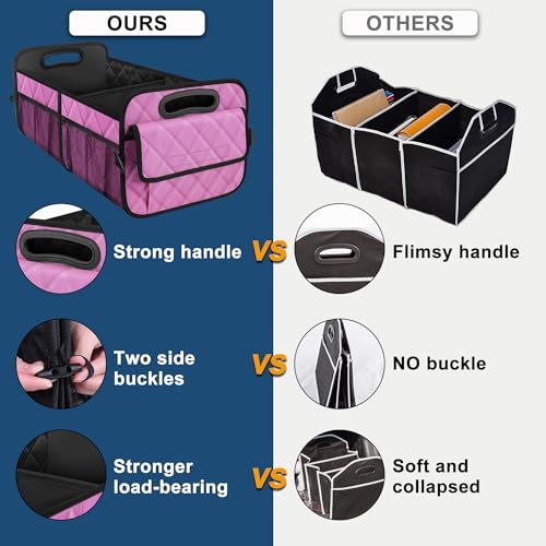 Image of Deosk Car Trunk Organizer for SUV, Car Organizers and Storage with Reinforced Handles, Car Accessories for Women /Men 50L Waterproof Polyester Trunk Organizer(Medium,Pink)