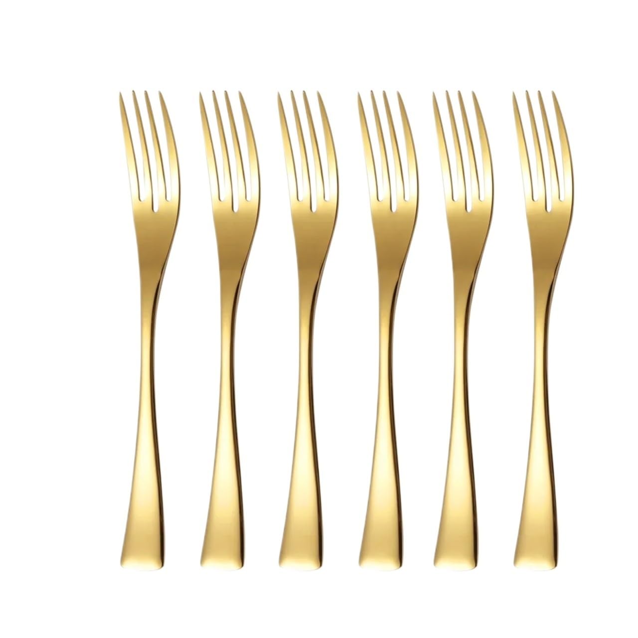 Wzptlkibad Gold Salad Fork Stainless Steel Dinner Fork, 6 Piece Mirror Polished Set