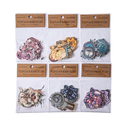 Alideco 180枚 フレークシール コラージュ 素材 ペーパー 素材紙 レースユートピアステッカーレトロ フラワー 蝶 金属のアンティーク品海外韓国 シール帳 ,メモ用紙ノート素材、日記装飾用品 (jiuwushiguang)