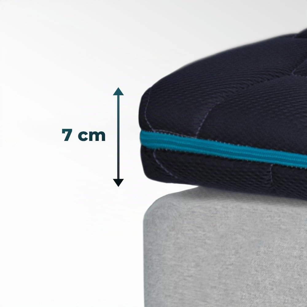 Cecotec Topper Viscoelástico Flow TopDeluxe 90x190. Cubrecolchón Sobrecolchón. Viscoelástica 100% con Acolchado de 7 cm de Altura, 4 Correas Elásticas Antideslizantes, Funda Exterior con Cremallera