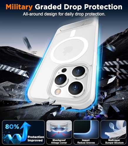 Image of Magnetic Compatible with iPhone 14 Pro Case, [Built-in Invisible Kickstand][Compatible with MagSafe] [Military Grade Shockproof] Slim Translucent Matte Phone Case for iPhone 14 Pro 6.1 inch