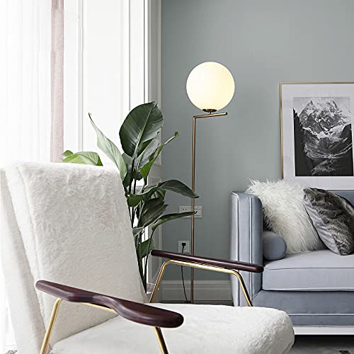 TTDGYYXW podłogowa Global Opaline Glass Post 1-jasnozłota stojąca Lampka nocna LED na stoliku nocnym z słupkiem kątowym do salonu Sypialnia Hotel, mała