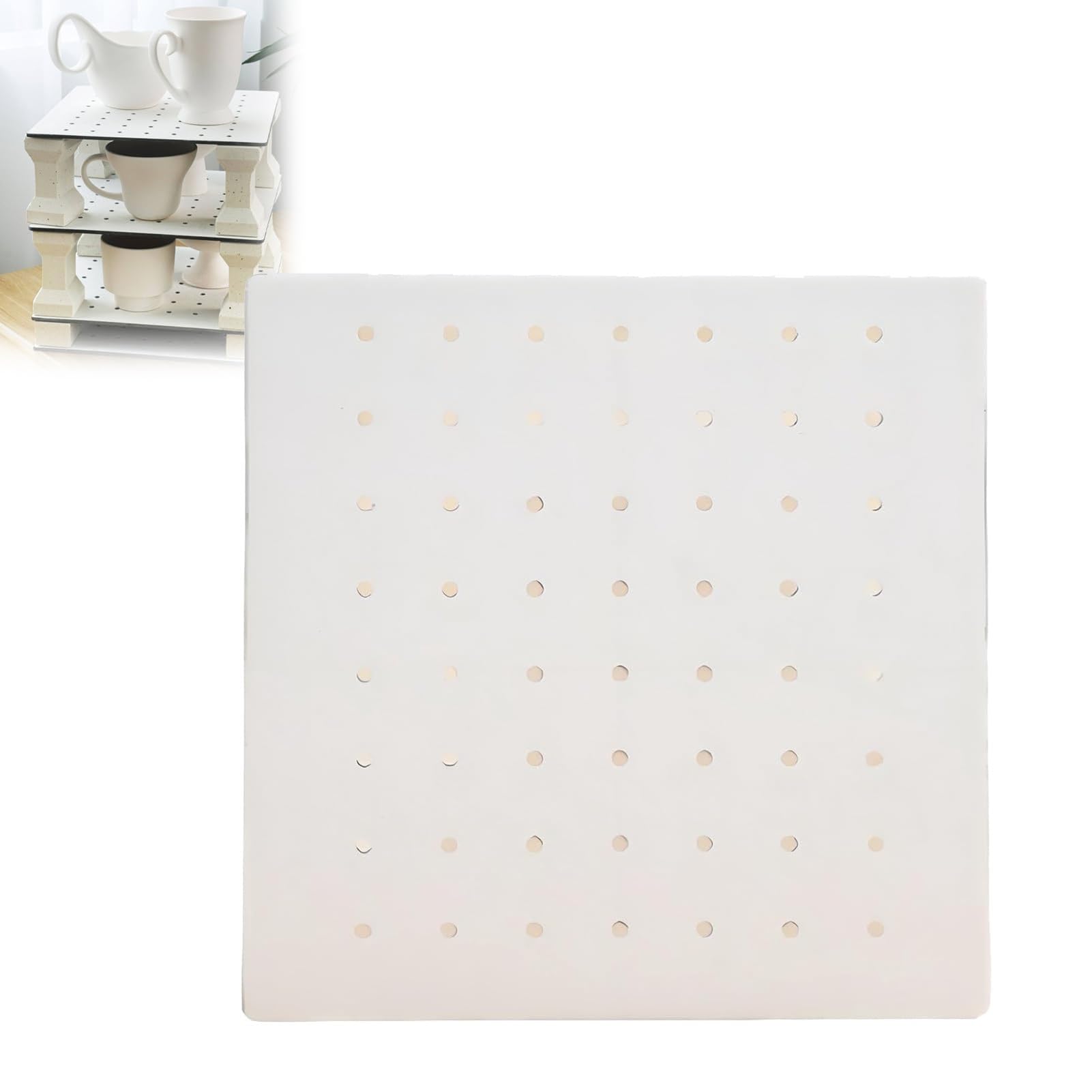 Quadratische Keramik-Isolierplatte, hitzebeständiges, perforiertes Keramikofenregal, Keramik-Ofenbrett mit runden Löchern, ultradünn 0,5 cm mit 30 kg Traglast, für Tonkunst, Brennen, Verglasung