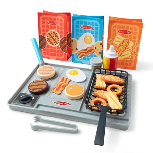 Melissa & Doug Flip & Fry Grill Play Set with Water Wow! Kids Kitchen Playset with Color Changing Play Food Preschool Toys for Girls & Boys Ages 3+