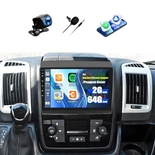 OiLiehu Android 13 2 DIN CarPlay Android Auto Autoradio para Fiat Ducato 2010/Citroen Jumper/Peugeot Boxer Pantalla Radio Coche 9 Pulgadas con GPS Bluetooth Mirror Link FM RDS WiFi SWC EQ