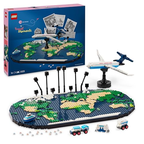 LEGO Family Souvenirs de Voyages - Carte du Monde - Idée Cadeau Riche en Aventures pour Les Familles et Les Voyageurs - Set de Construction pour Filles et...