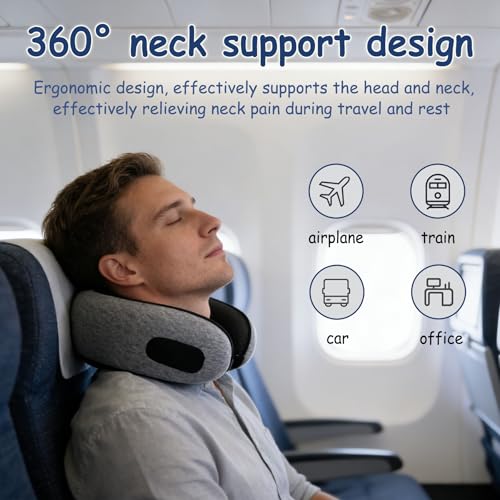 Almohada de espuma viscoelástica para cuello gris miniatura 2