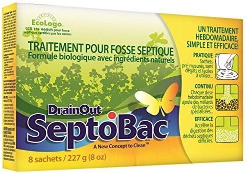 DrainOut C-SB06N SeptoBac Septic Tank Treatment-8 Pack-Environmentally New