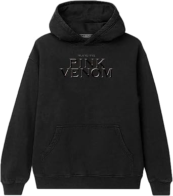 BLACKPINK Hoodie Pink Venom Oil Stroke Logo Official Unisex Black Pullover