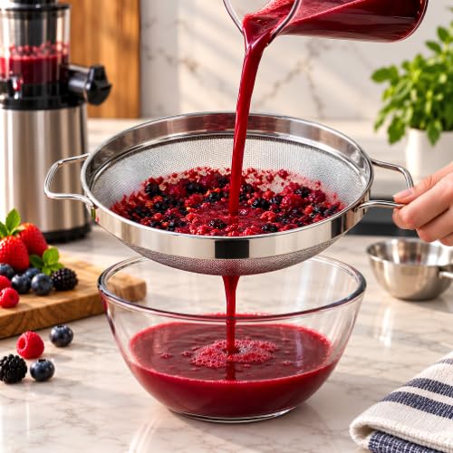 Image of Rakesh Gold Stainless Steel Strainer & Colander | Steel Channi /Chalni for Washing & Straining Rice, Fruits, Vegetables, Wheat & Puran Poli | Regular Size Puran Jali