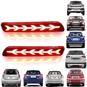 DETACHI Car Reflector Led Brake Light for Bumper Rear, Back and Red- Suitable Maruti Suzuki Ertiga- 2 Pcs With Maruti Suzuki Baleno Brezza Ciaz Ertiga New Swift Dzire Scross Ritz SX4 (Random Design)