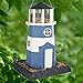 North States Village Collection Shoreline Large Nautical Blue/White Lighthouse Birdfeeder: Easy Fill and Clean. Squirrel Proof Hanging Cable included, or Pole Mount (pole sold separately). Extra Large, 8 pound Seed Capacity (9.5 x 10.25 x 14.5, Nautical Blue/White)