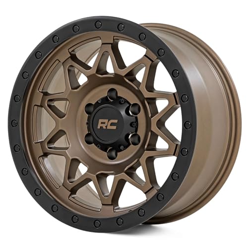 Rough Country 78 Series Aluminum Wheel - 17x8.5, 6x5.5 Bolt Pattern, +0mm Offset, Simulated Beadlock Design Bronze Wheel with Black Lip