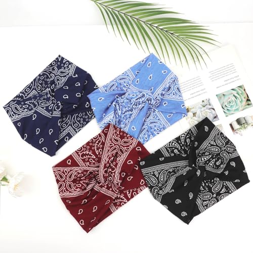 Image of DRESHOW 6 Pack Extra Wide Headbands for Women Large Turban Headband Boho Head Wrap Elastic Hairbands Hair Twisted Knot Hair Accessories