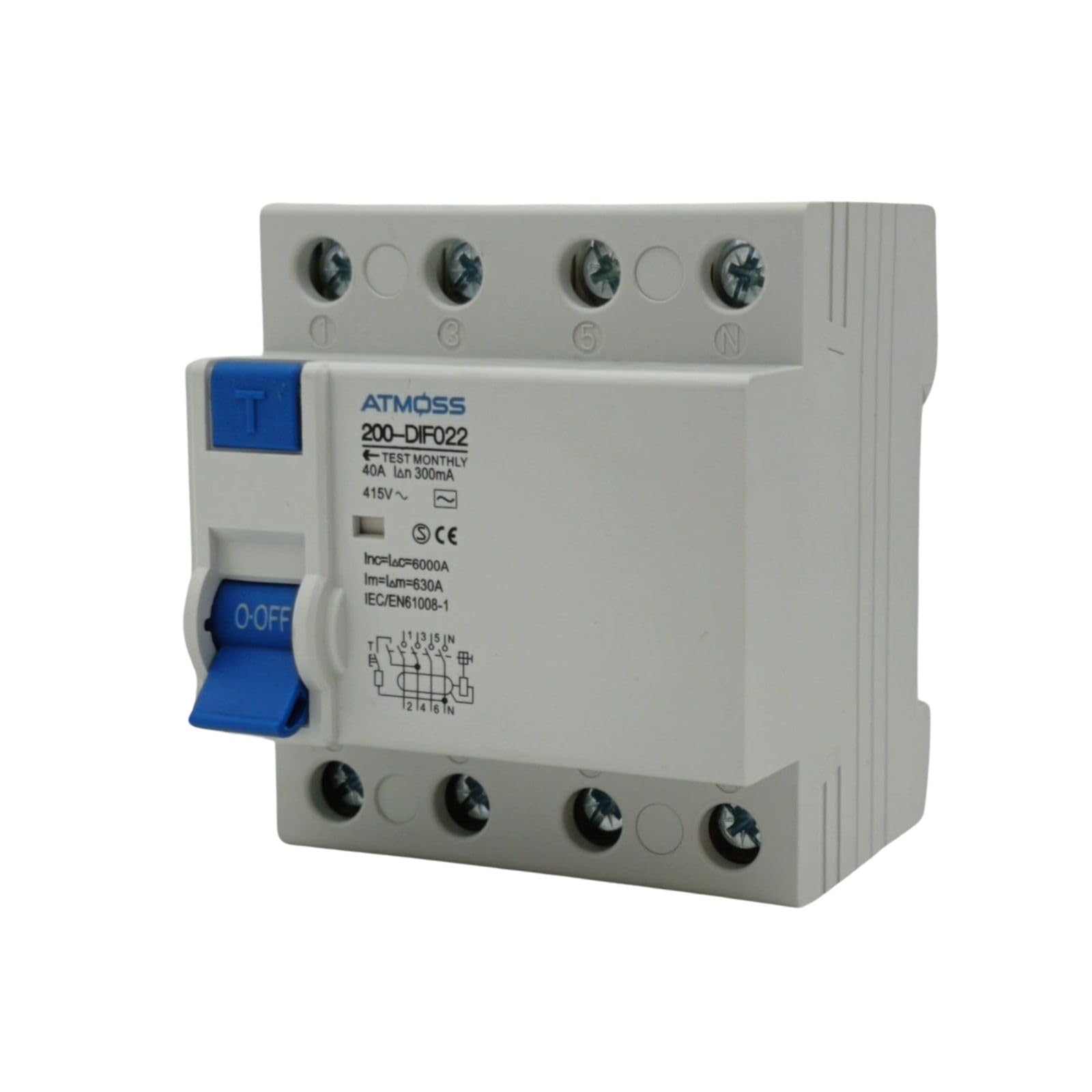 RASMACOR | Differenziale 4P 300mA Classe AC 40A | Interruttore 230V AC 50HZ | Sensibilità 300mA | 72mm X 66mm X 83mm